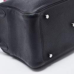Pre Owned Hermes Black Clemence Leather Palladium Finish Lindy 30 Bag