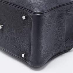 Pre Owned Hermes Black Clemence Leather Palladium Finish Lindy 30 Bag