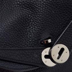 Pre Owned Hermes Black Clemence Leather Palladium Finish Lindy 30 Bag