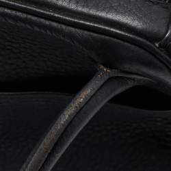 Pre Owned Hermes Black Clemence Leather Palladium Finish Lindy 30 Bag