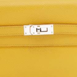 Hermes Jaune d'or Epsom Leather Palladium Finish Kelly Wallet