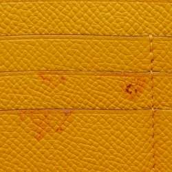Hermes Jaune d'or Epsom Leather Palladium Finish Kelly Wallet
