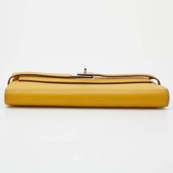 Hermes Jaune d'or Epsom Leather Palladium Finish Kelly Wallet