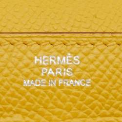 Hermes Jaune d'or Epsom Leather Palladium Finish Kelly Wallet