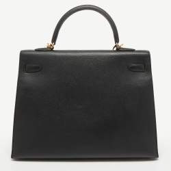 Hermès Black Epsom Leather Gold Finish Kelly Sellier 35 Bag
