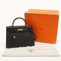 Hermès Black Epsom Leather Gold Finish Kelly Sellier 35 Bag