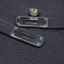 Pre Owned Hermes Blue Indigo Taurillon Clemence Leather Jypsiere 28 Bag
