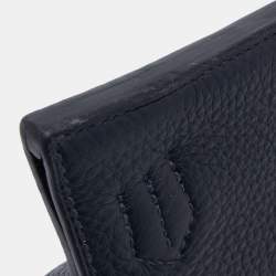 Pre Owned Hermes Blue Indigo Taurillon Clemence Leather Jypsiere 28 Bag