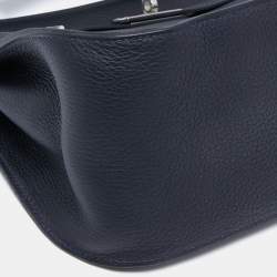 Pre Owned Hermes Blue Indigo Taurillon Clemence Leather Jypsiere 28 Bag