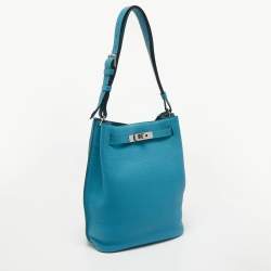 Hermes Mykonos Clemence Leather So Kelly 22 Bag