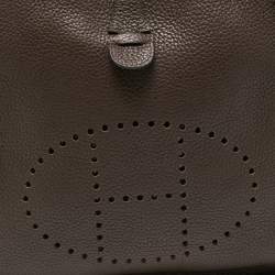 Hermes Chocolat Togo Leather Evelyne III PM Bag
