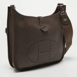Hermes Chocolat Togo Leather Evelyne III PM Bag