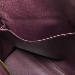 Pre Owned Hermès  Prune Chevre De Coromandel Leather Gold Finish Kelly Retourne 35 Bag