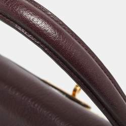 Pre Owned Hermès  Prune Chevre De Coromandel Leather Gold Finish Kelly Retourne 35 Bag
