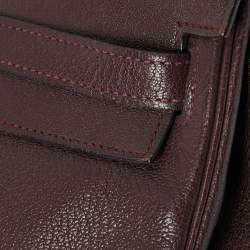 Pre Owned Hermès  Prune Chevre De Coromandel Leather Gold Finish Kelly Retourne 35 Bag