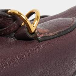 Pre Owned Hermès  Prune Chevre De Coromandel Leather Gold Finish Kelly Retourne 35 Bag