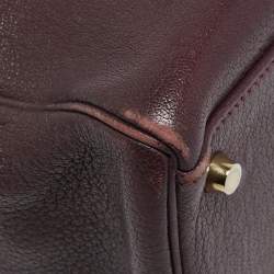 Pre Owned Hermès  Prune Chevre De Coromandel Leather Gold Finish Kelly Retourne 35 Bag