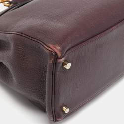 Pre Owned Hermès  Prune Chevre De Coromandel Leather Gold Finish Kelly Retourne 35 Bag
