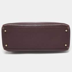 Pre Owned Hermès  Prune Chevre De Coromandel Leather Gold Finish Kelly Retourne 35 Bag