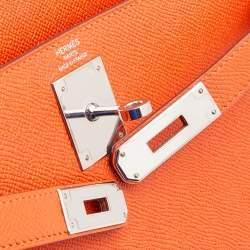 Hermes Feu Epsom Leather Palladium Finish Kelly Sellier 28 Bag