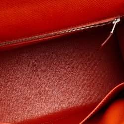 Hermes Feu Epsom Leather Palladium Finish Kelly Sellier 28 Bag