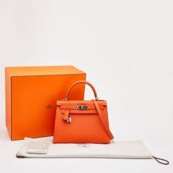 Hermes Feu Epsom Leather Palladium Finish Kelly Sellier 28 Bag