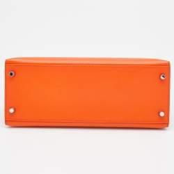 Hermes Feu Epsom Leather Palladium Finish Kelly Sellier 28 Bag