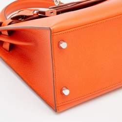 Hermes Feu Epsom Leather Palladium Finish Kelly Sellier 28 Bag