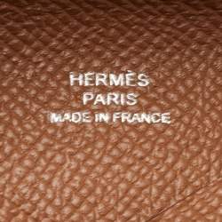 Pre Owned Hermes Gold Epsom Leather Calvi Card Holder