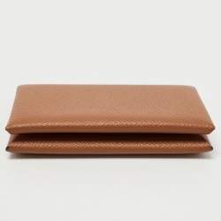 Pre Owned Hermes Gold Epsom Leather Calvi Card Holder