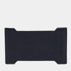 Pre Owned Hermes Bleu Nuit/Vert Cypres Epsom Leather Manhattan Card Holder