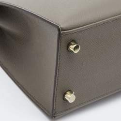 Pre Owned Hermes Etain Epsom Leather Gold Finish Kelly Sellier 25 Bag