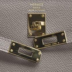 Pre Owned Hermes Etain Epsom Leather Gold Finish Kelly Sellier 25 Bag