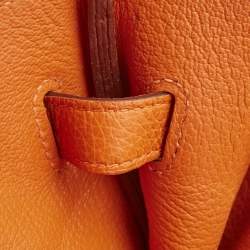 Pre Owned Hermes Orange Togo Leather Gold Finish Birkin 35 Bag