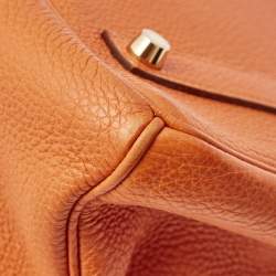 Pre Owned Hermes Orange Togo Leather Gold Finish Birkin 35 Bag