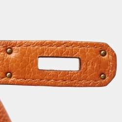 Pre Owned Hermes Orange Togo Leather Gold Finish Birkin 35 Bag