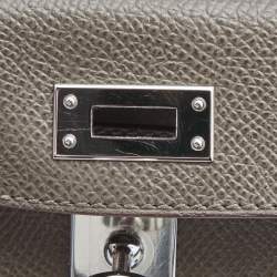 Pre Owned Hermès Etain Epsom Leather Palladium Finish Mini Kelly II Sellier 20 Bag
