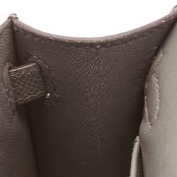 Pre Owned Hermès Etain Epsom Leather Palladium Finish Mini Kelly II Sellier 20 Bag