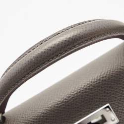 Pre Owned Hermès Etain Epsom Leather Palladium Finish Mini Kelly II Sellier 20 Bag