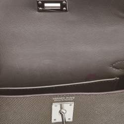 Pre Owned Hermès Etain Epsom Leather Palladium Finish Mini Kelly II Sellier 20 Bag