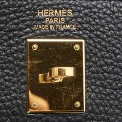 Hermes Black Fjord Leather Gold Finish Kelly Retourne 35 Bag