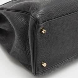 Hermes Black Fjord Leather Gold Finish Kelly Retourne 35 Bag