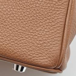 Pre Owned Hermes Gold Togo Leather Gold Finish Birkin 25 Bag 