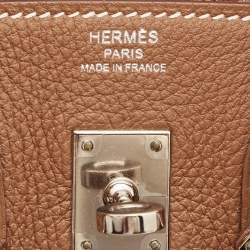 Pre Owned Hermes Gold Togo Leather Gold Finish Birkin 25 Bag 