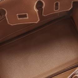 Pre Owned Hermes Gold Togo Leather Gold Finish Birkin 25 Bag 