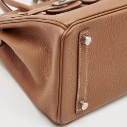 Pre Owned Hermes Gold Togo Leather Gold Finish Birkin 25 Bag 