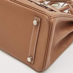 Pre Owned Hermes Gold Togo Leather Gold Finish Birkin 25 Bag 