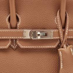 Pre Owned Hermes Gold Togo Leather Gold Finish Birkin 25 Bag 