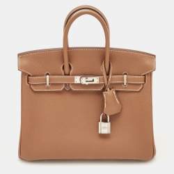 Pre Owned Hermes Gold Togo Leather Gold Finish Birkin 25 Bag 