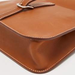 Pre Owned Hermes Fauve/Potiron Barenia Leather Halzan Mini Bag